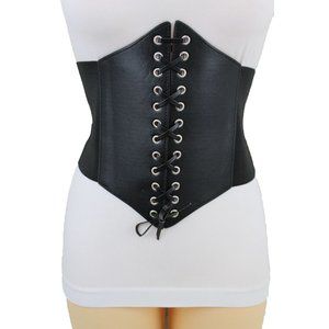 COPY - Women High Waist Wide Faux Leather Fashion Stretch Black Corset Belt Plu…